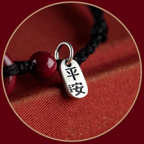 Handmade Cinnabar Peace Buckle Charm Blessing Bracelet Anklet Handmade Cinnabar Peace Buckle Charm Blessing Bracelet Anklet