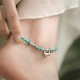 925 Sterling Silver Turquoise Small Beads Chinese Lock Strength Anklet 925 Sterling Silver Turquoise Small Beads Chinese Lock Strength Anklet