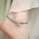 925 Sterling Silver Turquoise Small Beads Chinese Lock Strength Anklet 925 Sterling Silver Turquoise Small Beads Chinese Lock Strength Anklet