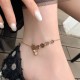 Copper Coins Bell Charm Titanium Steel Anklet