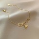 Copper Coins Bell Charm Titanium Steel Anklet