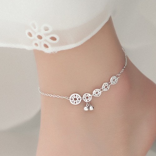 925 Sterling Silver Copper Coins Bells Protection Anklet 925 Sterling Silver Copper Coins Bells Protection Anklet