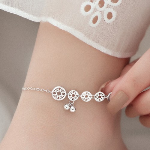 925 Sterling Silver Copper Coins Bells Protection Anklet 925 Sterling Silver Copper Coins Bells Protection Anklet