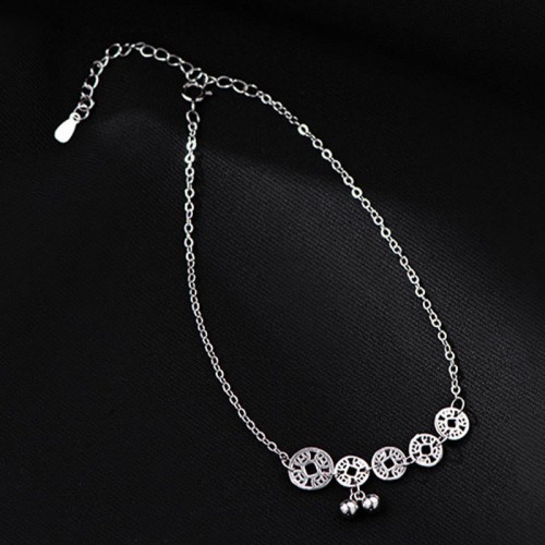 925 Sterling Silver Copper Coins Bells Protection Anklet 925 Sterling Silver Copper Coins Bells Protection Anklet