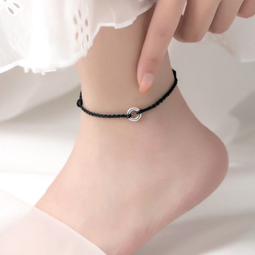 925 Sterling Silver Peace Buckle Luck String Anklet 925 Sterling Silver Peace Buckle Luck String Anklet