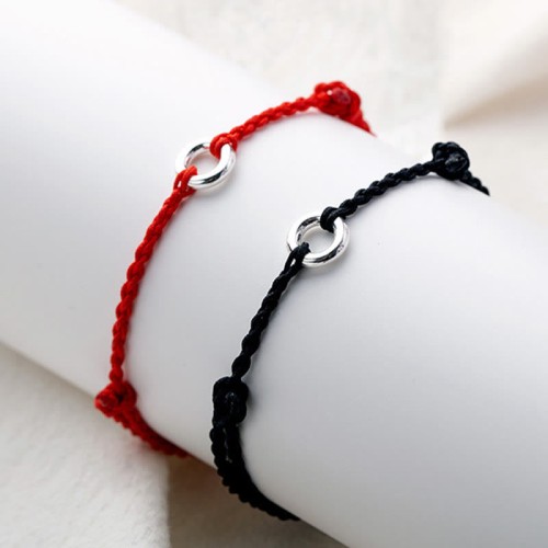 925 Sterling Silver Peace Buckle Luck String Anklet 925 Sterling Silver Peace Buckle Luck String Anklet