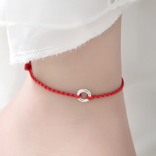 925 Sterling Silver Peace Buckle Luck String Anklet 925 Sterling Silver Peace Buckle Luck String Anklet