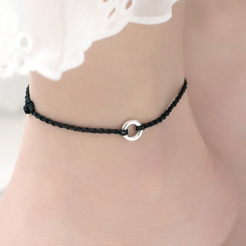 925 Sterling Silver Peace Buckle Luck String Anklet 925 Sterling Silver Peace Buckle Luck String Anklet