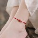 Cinnabar Four Leaf Clover Blessing Rope Anklet Cinnabar Four Leaf Clover Blessing Rope Anklet