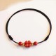 Cinnabar Four Leaf Clover Blessing Rope Anklet Cinnabar Four Leaf Clover Blessing Rope Anklet