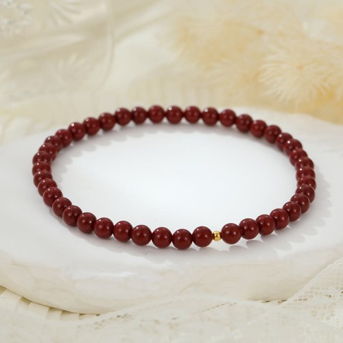 925 Sterling Silver Cinnabar Beads Blessing Anklet 925 Sterling Silver Cinnabar Beads Blessing Anklet