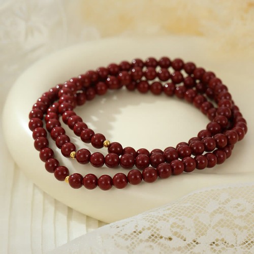 925 Sterling Silver Cinnabar Beads Blessing Anklet 925 Sterling Silver Cinnabar Beads Blessing Anklet