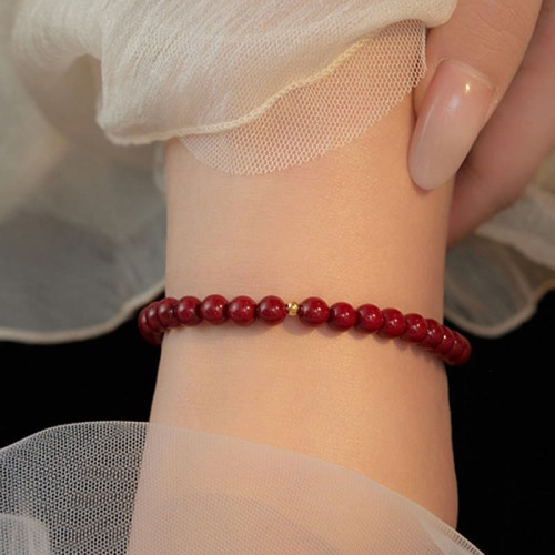 925 Sterling Silver Cinnabar Beads Blessing Anklet 925 Sterling Silver Cinnabar Beads Blessing Anklet