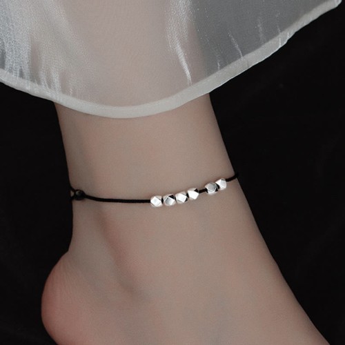 925 Sterling Silver Beads Luck Protection Anklet 925 Sterling Silver Beads Luck Protection Anklet