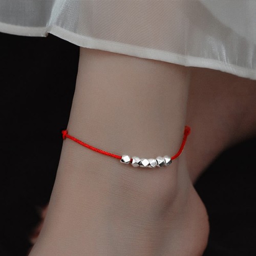 925 Sterling Silver Beads Luck Protection Anklet 925 Sterling Silver Beads Luck Protection Anklet