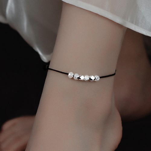 925 Sterling Silver Beads Luck Protection Anklet 925 Sterling Silver Beads Luck Protection Anklet