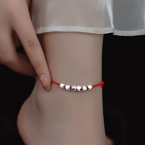 925 Sterling Silver Beads Luck Protection Anklet 925 Sterling Silver Beads Luck Protection Anklet