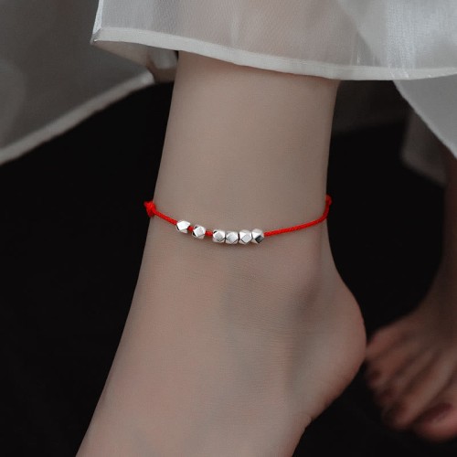 925 Sterling Silver Beads Luck Protection Anklet 925 Sterling Silver Beads Luck Protection Anklet