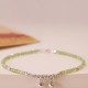925 Sterling Silver Peridot Square Beads Peace Anklet