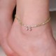 925 Sterling Silver Peridot Square Beads Peace Anklet