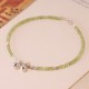 925 Sterling Silver Peridot Square Beads Peace Anklet