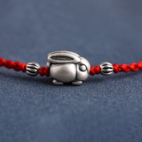 Handmade 999 Sterling Silver Rabbit Luck Bracelet Anklet Handmade 999 Sterling Silver Rabbit Luck Bracelet Anklet