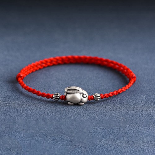 Handmade 999 Sterling Silver Rabbit Luck Bracelet Anklet Handmade 999 Sterling Silver Rabbit Luck Bracelet Anklet