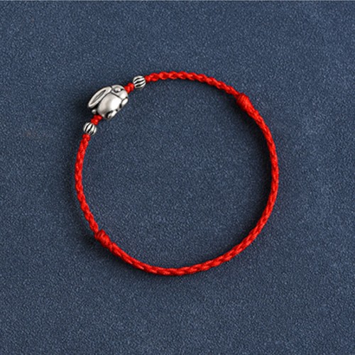 Handmade 999 Sterling Silver Rabbit Luck Bracelet Anklet Handmade 999 Sterling Silver Rabbit Luck Bracelet Anklet