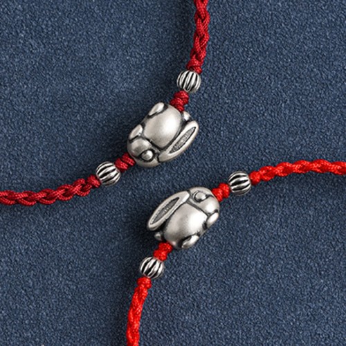Handmade 999 Sterling Silver Rabbit Luck Bracelet Anklet Handmade 999 Sterling Silver Rabbit Luck Bracelet Anklet