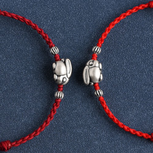 Handmade 999 Sterling Silver Rabbit Luck Bracelet Anklet Handmade 999 Sterling Silver Rabbit Luck Bracelet Anklet