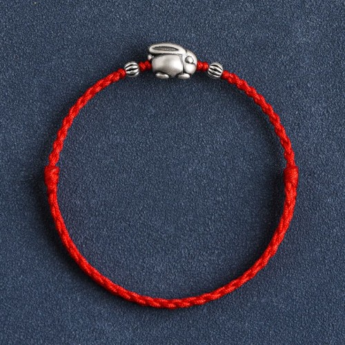Handmade 999 Sterling Silver Rabbit Luck Bracelet Anklet Handmade 999 Sterling Silver Rabbit Luck Bracelet Anklet