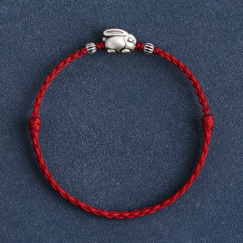 Handmade 999 Sterling Silver Rabbit Luck Bracelet Anklet Handmade 999 Sterling Silver Rabbit Luck Bracelet Anklet
