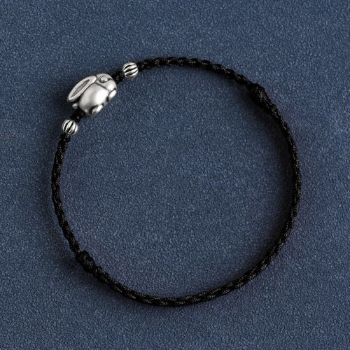 Handmade 999 Sterling Silver Rabbit Luck Bracelet Anklet Handmade 999 Sterling Silver Rabbit Luck Bracelet Anklet