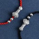 Handmade 999 Sterling Silver Fu Character Ruyi Handle Bracelet Anklet Handmade 999 Sterling Silver Fu Character Ruyi Handle Bracelet Anklet