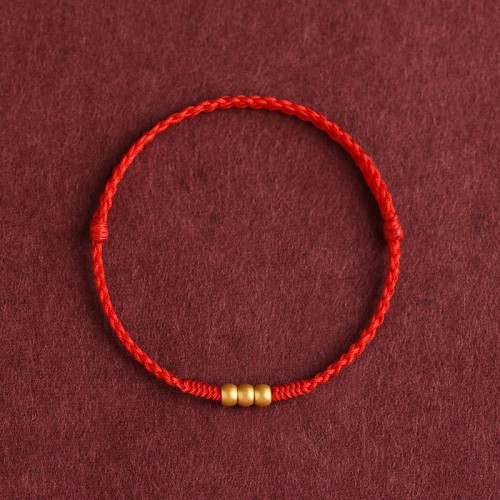999 Gold Mini Three Beads Design Luck Bracelet Anklet