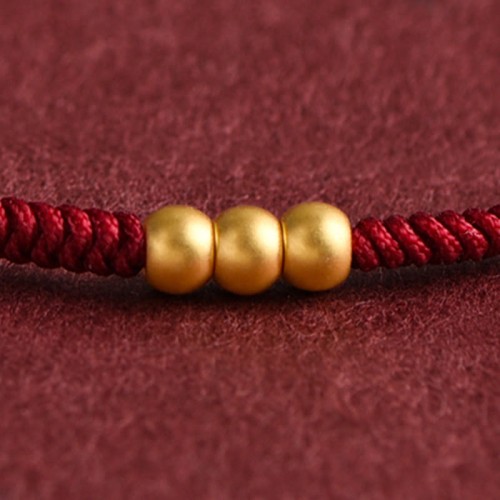 999 Gold Mini Three Beads Design Luck Bracelet Anklet