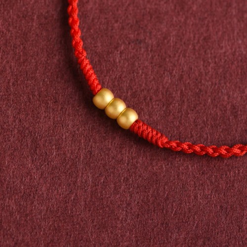 999 Gold Mini Three Beads Design Luck Bracelet Anklet