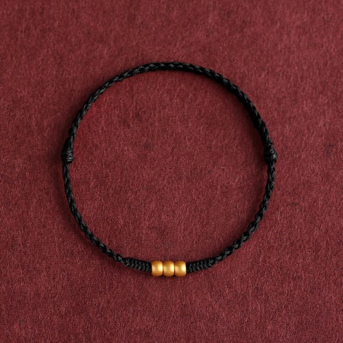 999 Gold Mini Three Beads Design Luck Bracelet Anklet