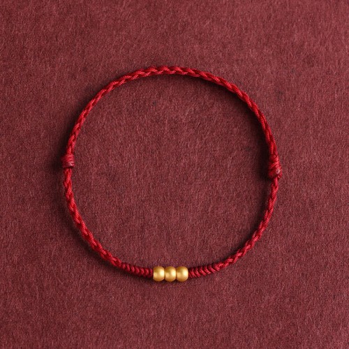 999 Gold Mini Three Beads Design Luck Bracelet Anklet