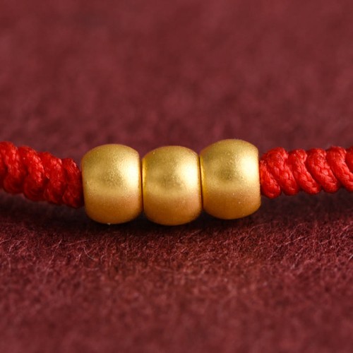 999 Gold Mini Three Beads Design Luck Bracelet Anklet