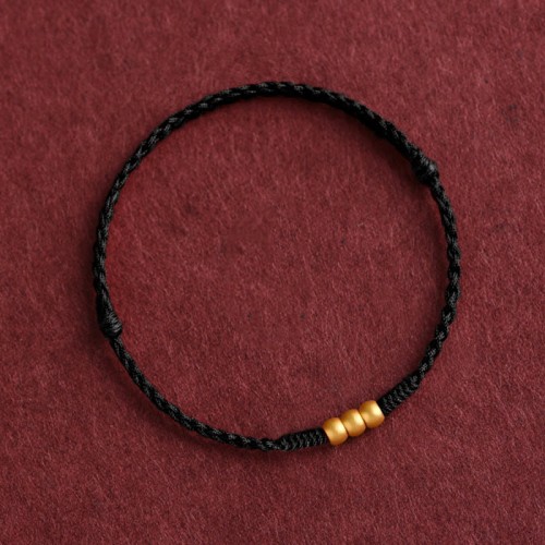 999 Gold Mini Three Beads Design Luck Bracelet Anklet