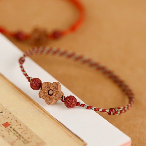 Peach Wood Peach Blossom Cinnabar Wealth Bracelet Anklet Peach Wood Peach Blossom Cinnabar Wealth Bracelet Anklet