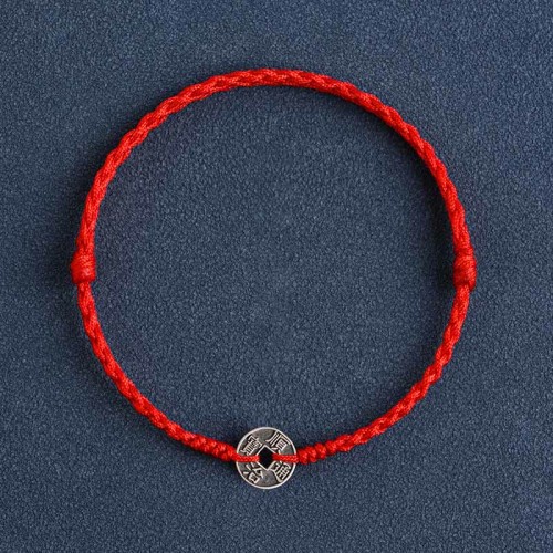 925 Sterling Silver Five Emperor Coins Red String Bracelet Anklet 925 Sterling Silver Five Emperor Coins Red String Bracelet Anklet