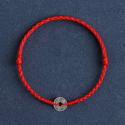 925 Sterling Silver Five Emperor Coins Red String Bracelet Anklet 925 Sterling Silver Five Emperor Coins Red String Bracelet Anklet