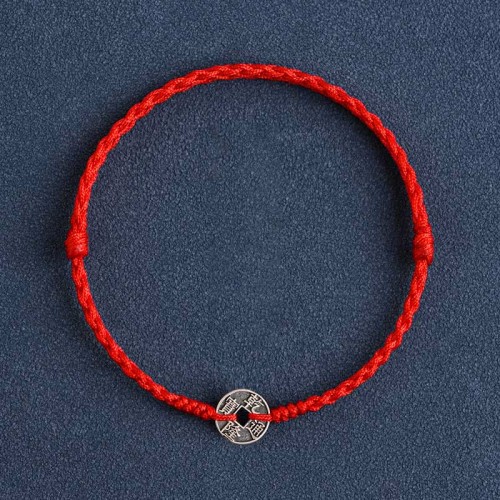 925 Sterling Silver Five Emperor Coins Red String Bracelet Anklet 925 Sterling Silver Five Emperor Coins Red String Bracelet Anklet