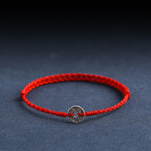 925 Sterling Silver Five Emperor Coins Red String Bracelet Anklet 925 Sterling Silver Five Emperor Coins Red String Bracelet Anklet