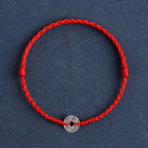 925 Sterling Silver Five Emperor Coins Red String Bracelet Anklet 925 Sterling Silver Five Emperor Coins Red String Bracelet Anklet