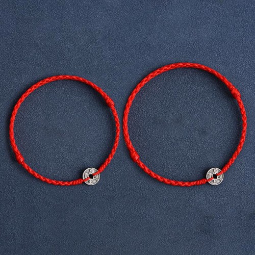 925 Sterling Silver Five Emperor Coins Red String Bracelet Anklet 925 Sterling Silver Five Emperor Coins Red String Bracelet Anklet