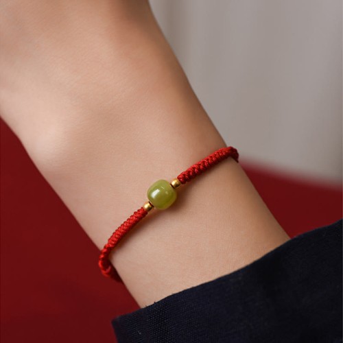 Natural Hetian Jade Gold Beads Protection Luck Bracelet Anklet Natural Hetian Jade Gold Beads Protection Luck Bracelet Anklet