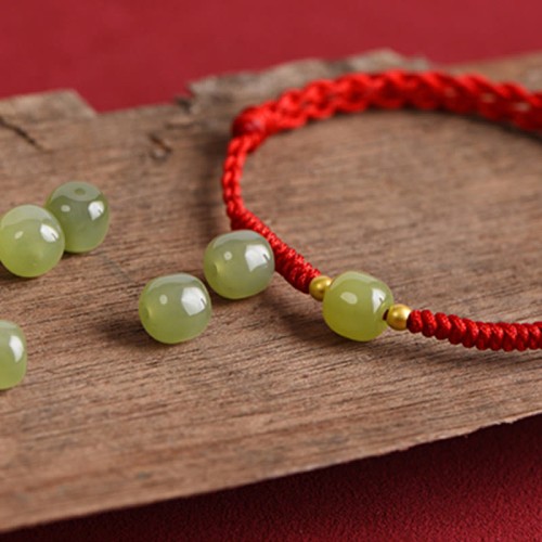 Natural Hetian Jade Gold Beads Protection Luck Bracelet Anklet Natural Hetian Jade Gold Beads Protection Luck Bracelet Anklet